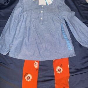 Carter's Blue Top and Orange Floral Leggings Set